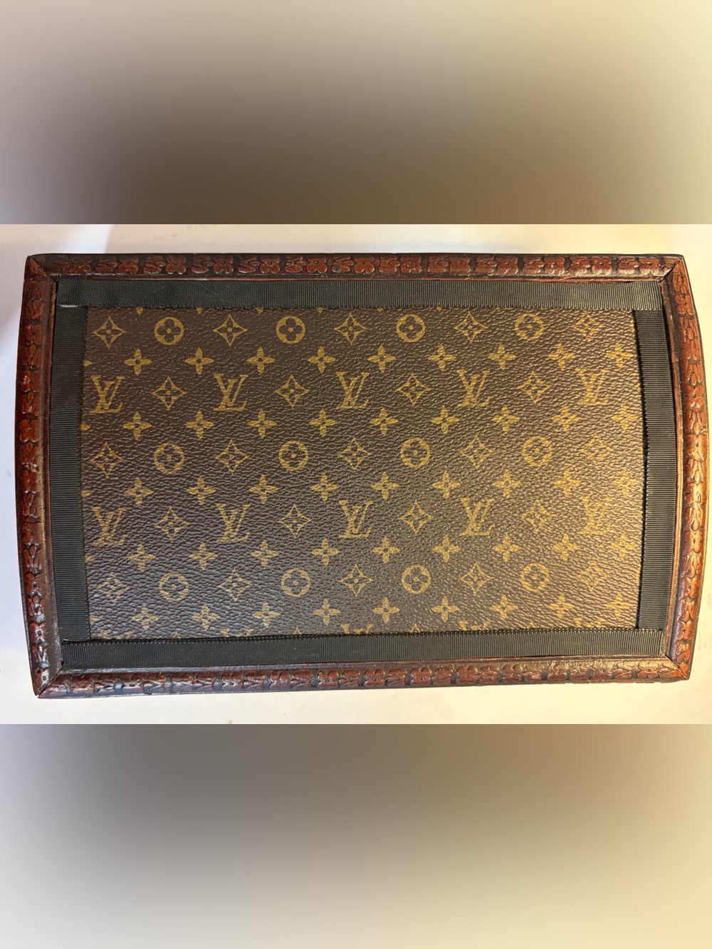 Louis Vuitton Brown Monogram Wood Trunk Box with Brass Hardware - Picture 3 of 6